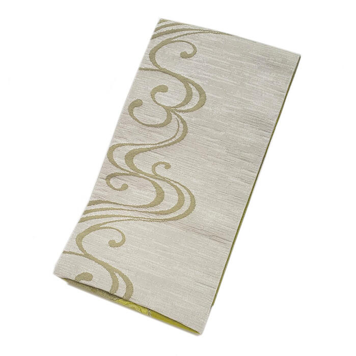 ☆☆☆ お買い得品 ジャストプライス ☆☆☆白鼠濃淡色 水面流水柄立体感豊かな地紋織り ポリエステル色柄違いリバーシブル 小袋半幅帯