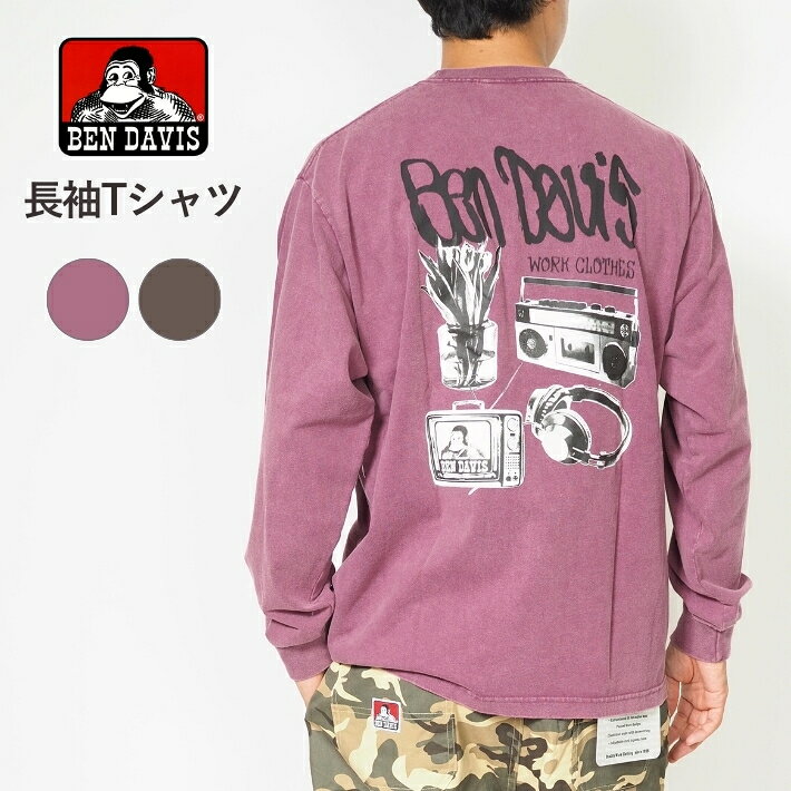樂天商城 - BEN DAVIS ベンデイビス ロンT 長袖 ウォッシュ 洗い マルチフォト (C-25780029) 長袖Tシャツ メンズ ブランド カジュアル アメカジ ワークウェア