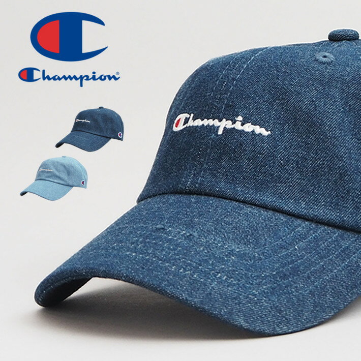 楽天M’S SANSHIN（エムズサンシン）チャンピオン CHAMPION ローキャップ デニム ベーシックロゴ刺繍 （381-0136） 6パネルキャップ 帽子 ぼうし 浅め ストラップバック フリーサイズ メンズ レディース ペアルック カジュアル アメカジ スポーツ ブランド