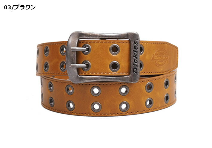 ディッキーズ DICKIES レザーベルト 合成皮革 ダブルピン リング (DS0126C) PUレザーベルト フェイクレザーベルト べると 黒茶白 フリーサイズ メンズ レディース ユニセックス カジュアル アメカジ ワーク ブランド