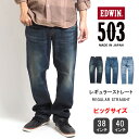 エドウイン 【大きいサイズ】EDWIN エドウィン 503 レギュラーストレート ジーンズ デニムパンツ ストレッチ 日本製 (E50313) ストレートパンツ ズボン メンズ ブランド カジュアル アメカジ 裾上げ無料 送料無料