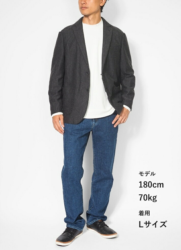 M’S SANSHIN(エムズサンシン)の【セール10%OFF】EDWIN エドウィン デニスラ ルーミー テーラードジャケット ニット ウールライク (EDB810) 上着 ジャケット メンズ ブランド ビジネス カジュアル ビジカジ 秋冬 送料無料｜アングル2