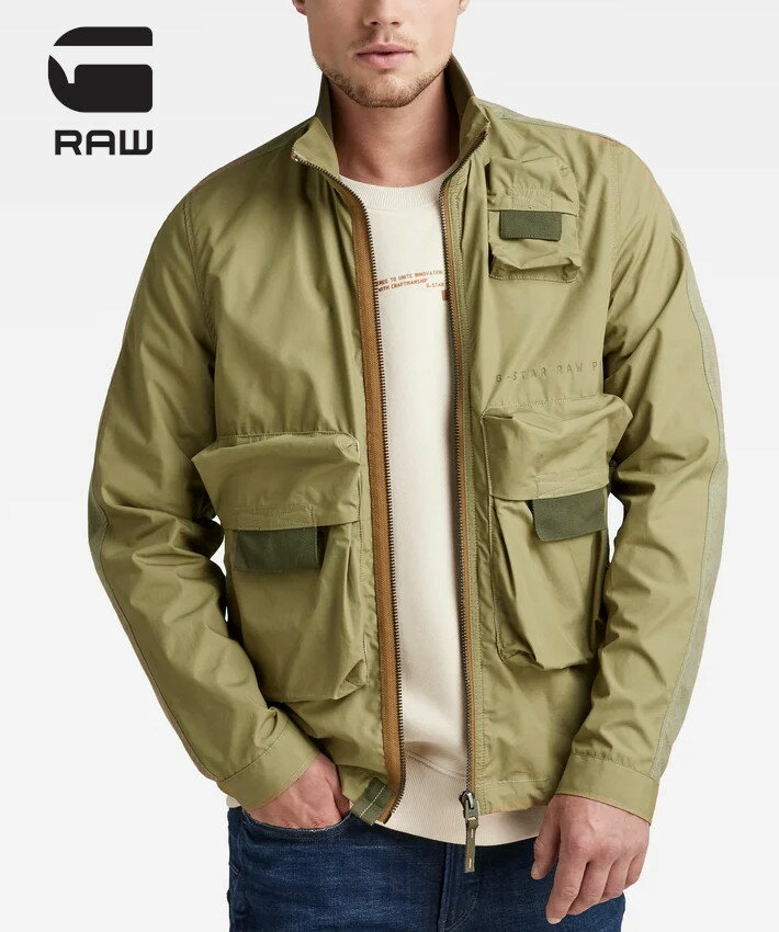 ジースターロゥ アウター メンズ G-STAR RAW ジースターロウ コットンジャケット (D21065-A790-9822) ミリタリージャケット ライトアウター 薄手 春秋 カーキグリーン メンズ カジュアル アメカジ インポート ブランド 送料無料