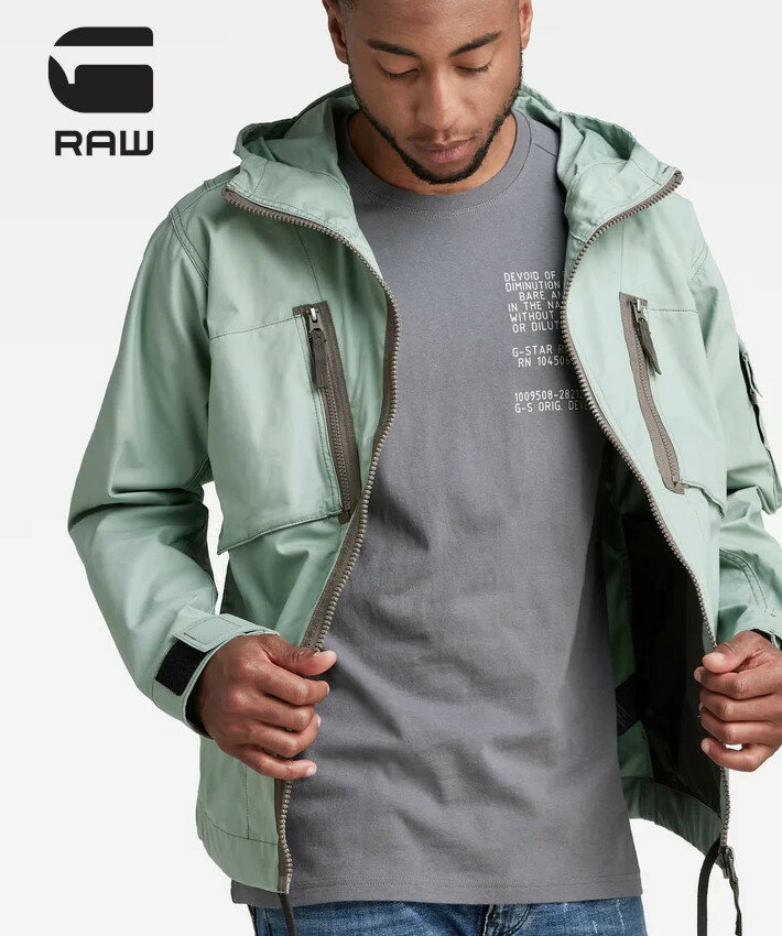 G-STAR RAW ジースターロウ コットンジャケット (D21064-9288-C959) フーディージャケット ライトアウター 薄手 春秋 メンズ カジュアル アメカジ インポート ブランド 送料無料