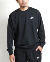 NIKE ナイキ トレーナー スウェット 裏毛 ワンポイントロゴ (BV2667-010) フレンチテリー スウェットシャツ メンズ ブランド カジュアル アメカジ スポーツ 無地 黒 ブラック