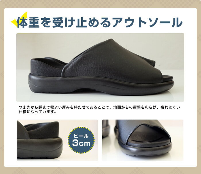 【送料無料/信頼の日本製】一枚バンドの紳士コンフォートサンダル衝撃吸収の柔らかインソール踵つきギフト父の日ギフト