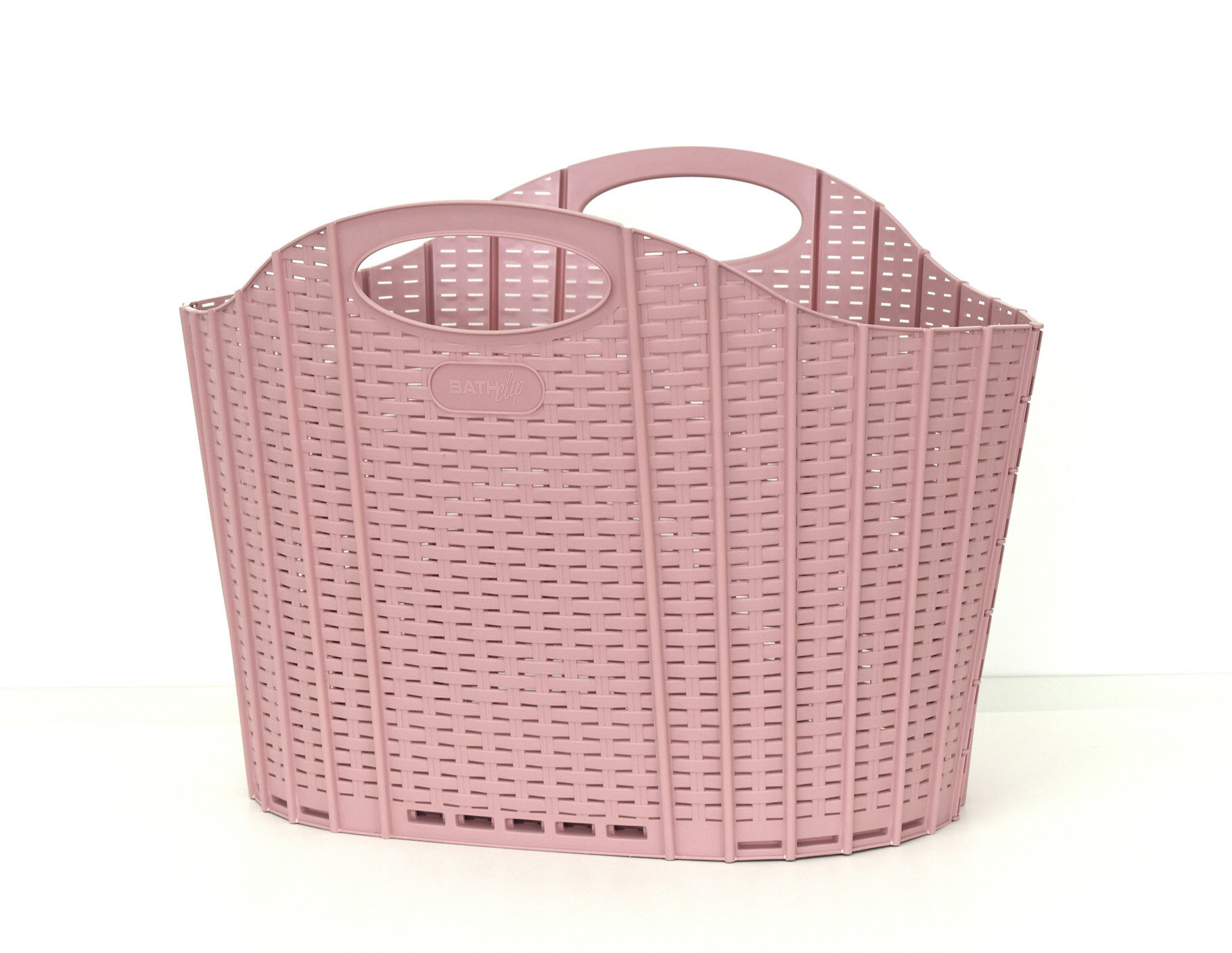 Rattan - 清水産業 折りたためるランドリーバスケット 38L ラタンピンク