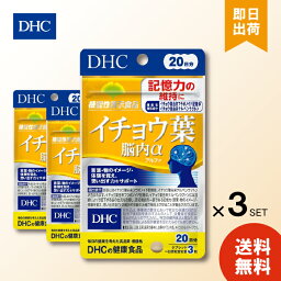 DHC イチョウ葉脳内α 20日分 60粒 18g ×3 脳 血流 改善 記憶力 維持 アルファ イチョウ葉 フラボノイド 思い出す力 記憶力 送料無料