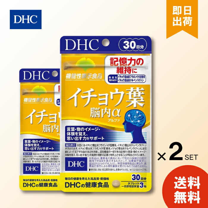 DHC イチョウ葉 脳内α アルファ 30日分 （90粒）×2個 ディーエイチシー サプリメント イチョウ葉 フラボノイド配糖体 テルペンラクトン ナイアシン 健康食品 女性 男性 送料無料