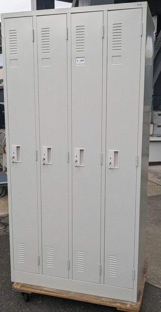 【わけあり アウトレット（訳あり）】プラス 4人用ロッカー【運送事故品】エルグレー色 LK-42S