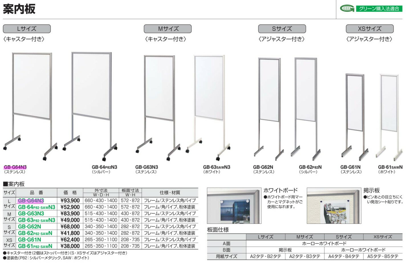 【在庫処分】 【新品】 コクヨ 案内板 （Lサイズ） ステンレスフレーム GB-G64N3