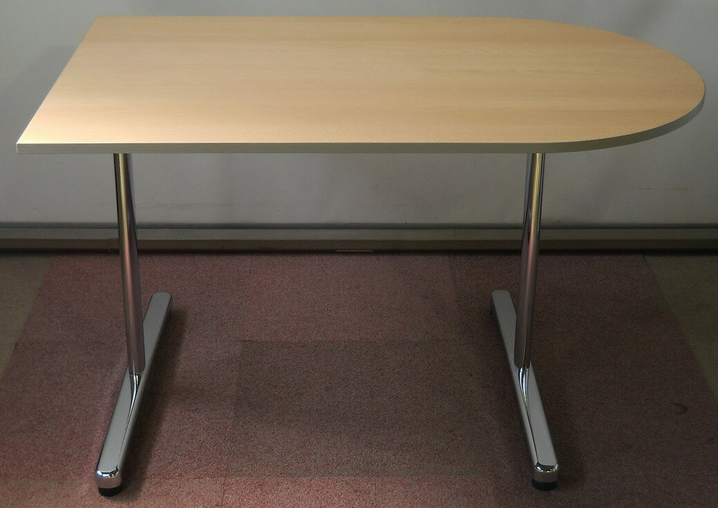 わけあり アウトレット（訳あり）ミーティングテーブル ST-1000シリーズ木目天板 メッキ脚タイプW1200,D750,H700ミリ【個人宅配送不可】