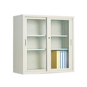 コクヨ KOKUYO 保管庫浅型 書庫 ガラス引違い戸 上置き W880×D400×H880mm S-U335GF1 【送料無料】