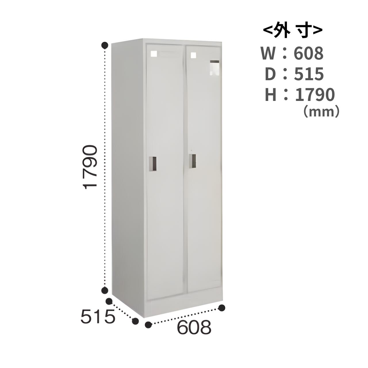 コクヨ ロッカー 2人用 LKシリーズ ナチュラルグレー シリンダー錠 幅608×奥行515×高さ1790mm LK-2F1 [2]