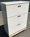 【中古】 イナバ 3段ラテラルキャビネットW900,D460,H1140ミリ天板・ベース付(鍵1本付き)本体:ニューグレー色【個人様宅へのお届け不可】【日曜、祝...