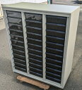 【中古】 トレーキャビネット(書類整理プラスチックキャビネット)A4・3列12段W900,D455,H1120ミリ【個人宅へのお届けはできません。】【日曜日、祝...