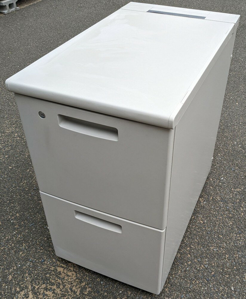 【中古】 コクヨMX＋シリーズ 脇デスク W400,D700,H700ミリ（2段ともA4ファイルを収納可能） 【鍵2本付..