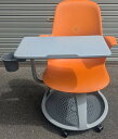 【中古】 Steelcase ミーティングチェア Node【丸い汚れあります】サイドテーブル付(カップホルダー付)オレンジ(シトロン)