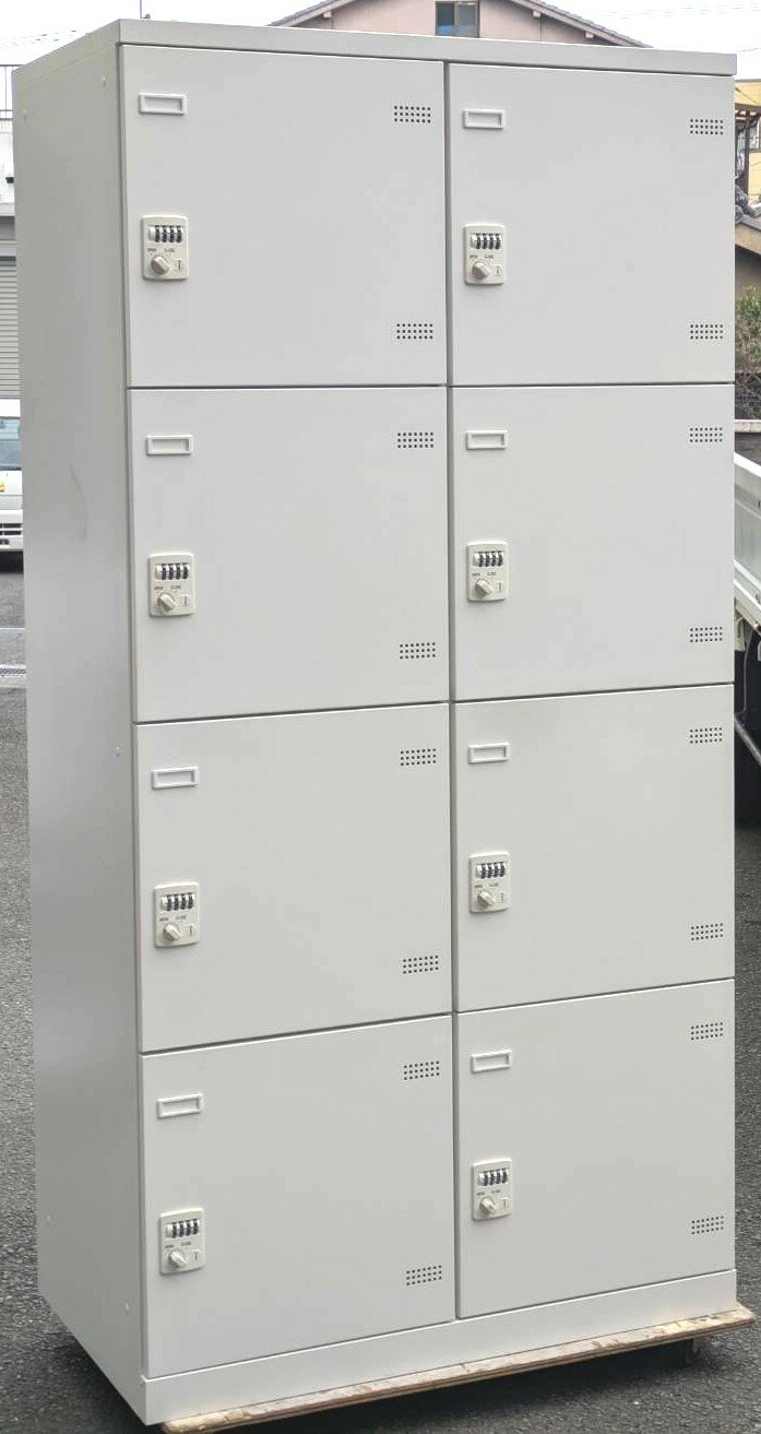 Rakuten - 【中古】 生興 8人用ロッカー ダイヤル錠タイプ （ダイヤル検索キー付き） W900×D515×H1800mm SLBW-8W 【北海道、沖縄や離島は配送不可です】【日曜・祝日・夜間配達不可です】