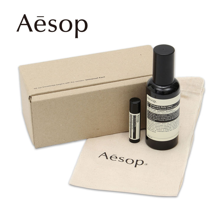 AESOP ギフトセット 日焼け止め プロテクティブボディローション ＆ リップバーム イソップ コスメ 化粧品 ギフト プレゼント リップ uvケア spf50 紫外線 プロテクティブ ボディローション リップスティック レディース ギフトボックス 女友達 女性 誕生日プレゼント