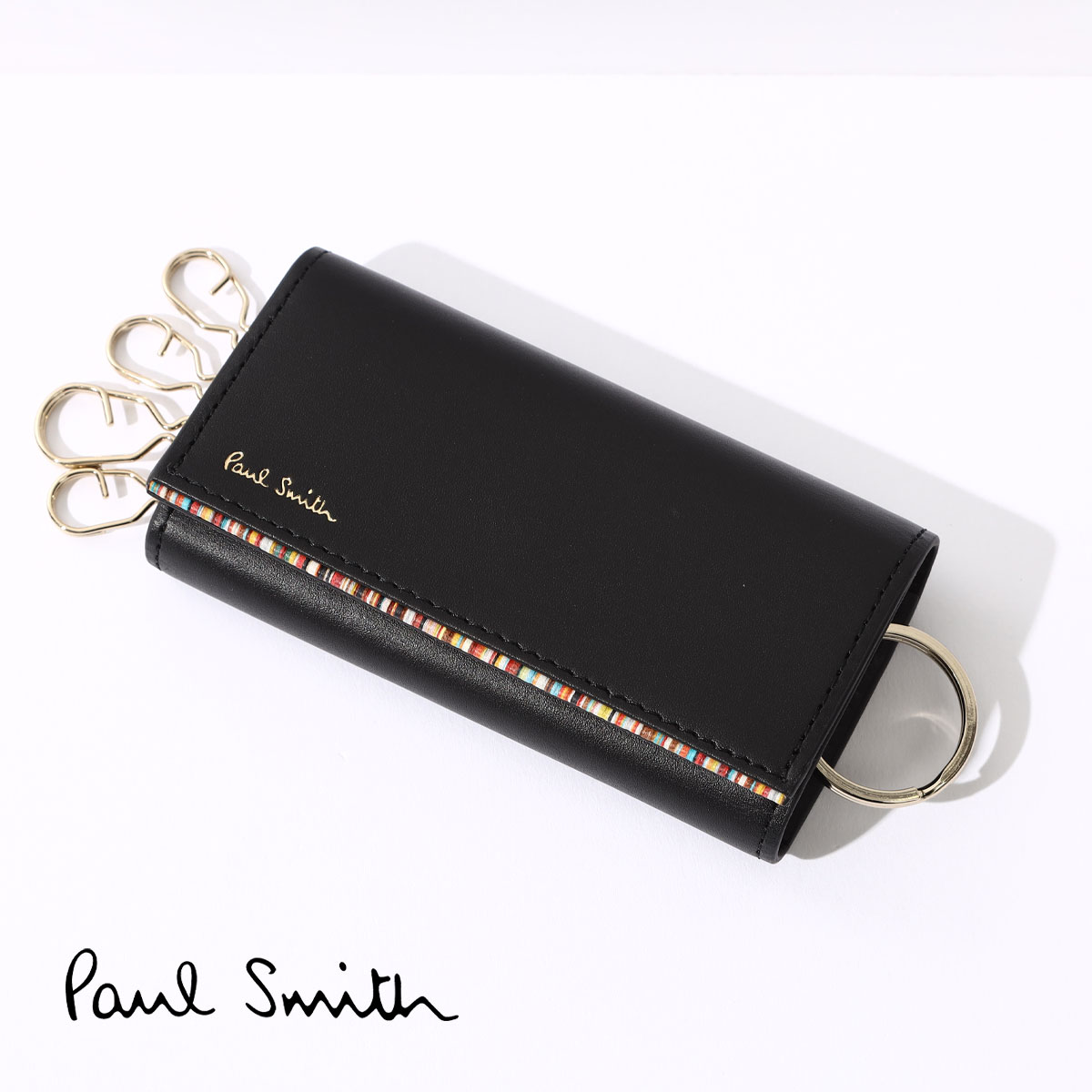 ポール・スミス 革キーケース メンズ ポールスミス Paul Smith キーケース 4連 PSC752 ストライプポイント レザー メンズ キーホルダー 牛革 本革 高品質 ブランド おしゃれ カジュアル ギフト プレゼント 誕生日 コンパクト 軽量 高級感 メタルホック 873301 P752