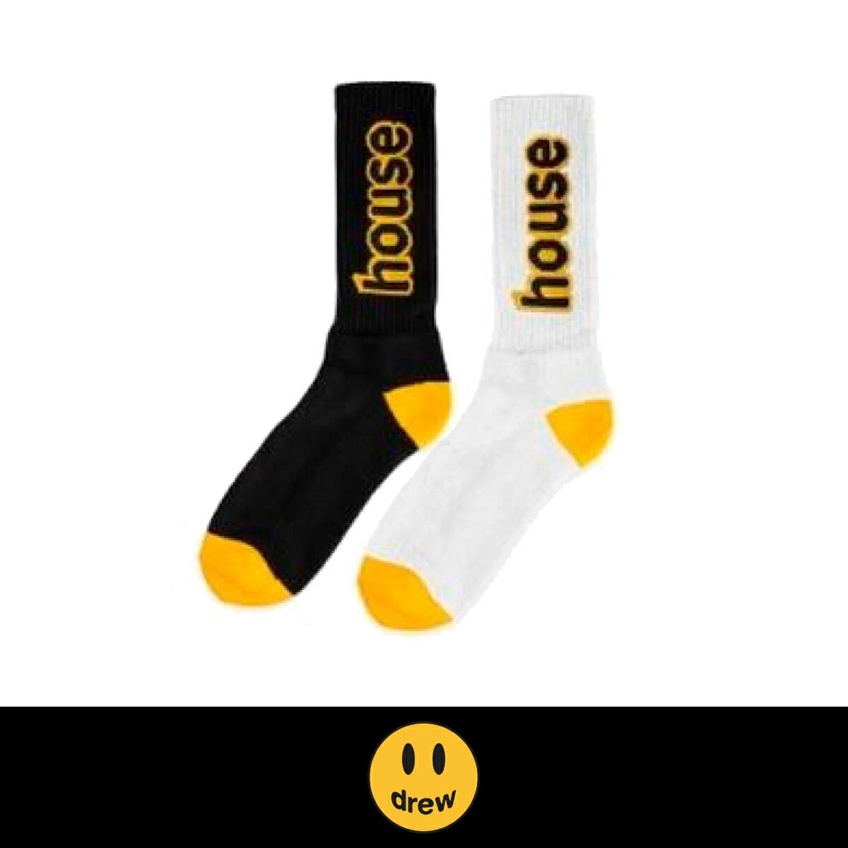 drew house ドリューハウス cartoon font socks white/black