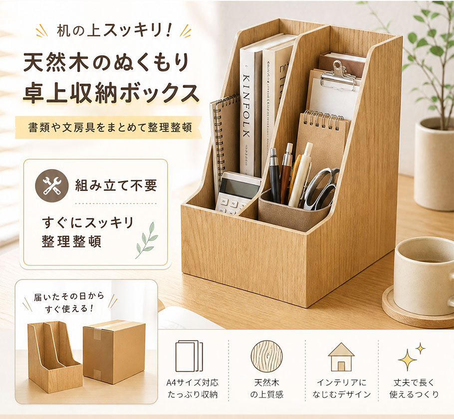 ＼急げ！先着100名だけ！5000円以上で1,000円OFF！／ファイルスタンド 木製 A4 書類収納 書類立て 本立て ファイル収納 スタンドボックス 縦置き 縦型 おしゃれ A4収納/A4対応 1連 2連 省スペース 大容量 整理整頓 卓上収納 デスク収納 文房具 オフィス用品 3
