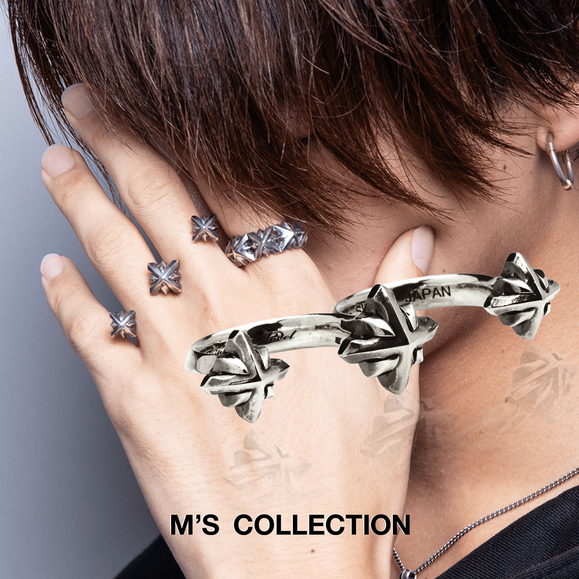 【公式エムズコレクション】【直営店】【30周年記念特別モデル】【M's Collection】【SENSE2019年4月号掲載】TRIPLE X 3 STUDS DOUBLE RING