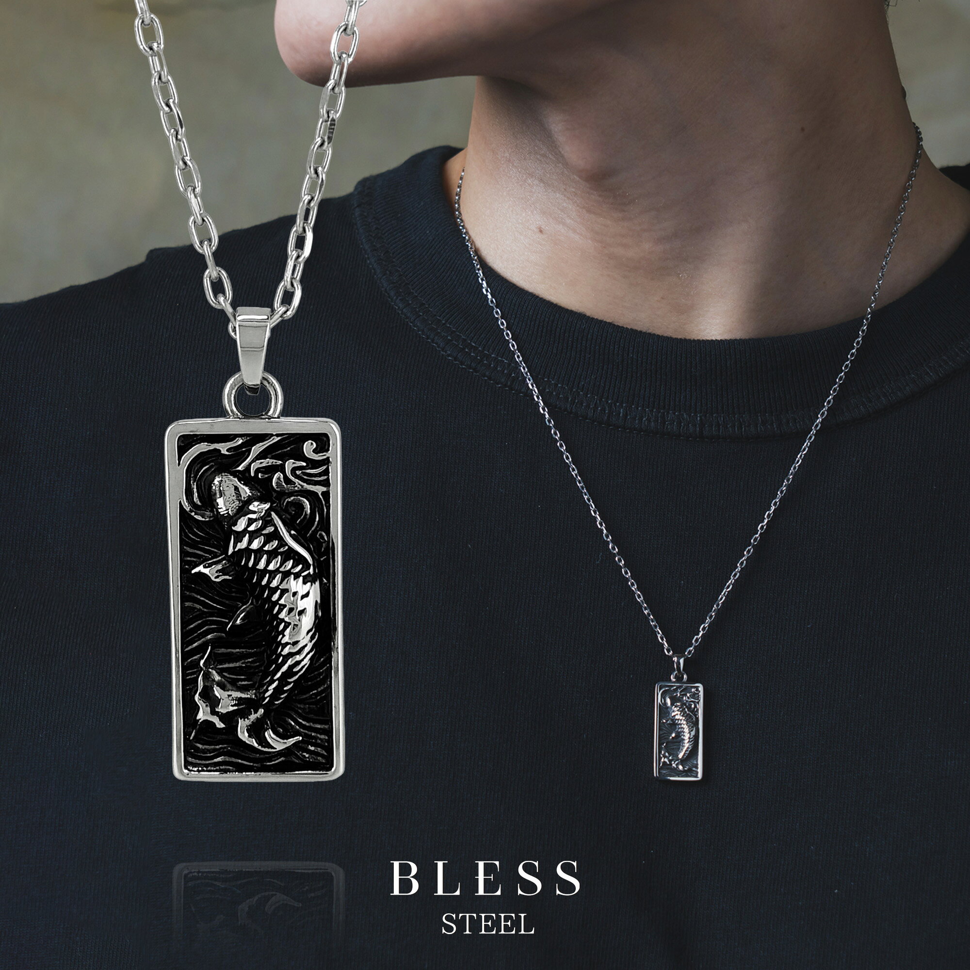 樂天商城 - KOI Relief Necklace - コイ レリーフ プレートネックレス【ステンレス ネックレス メンズ レディス BLESS ブレス】
