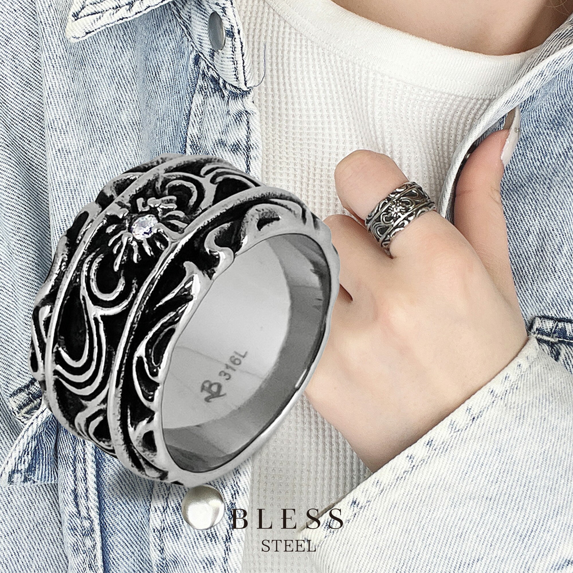 アラベスクストーンリング【ステンレス リング メンズ レディース BLESS ブレス】