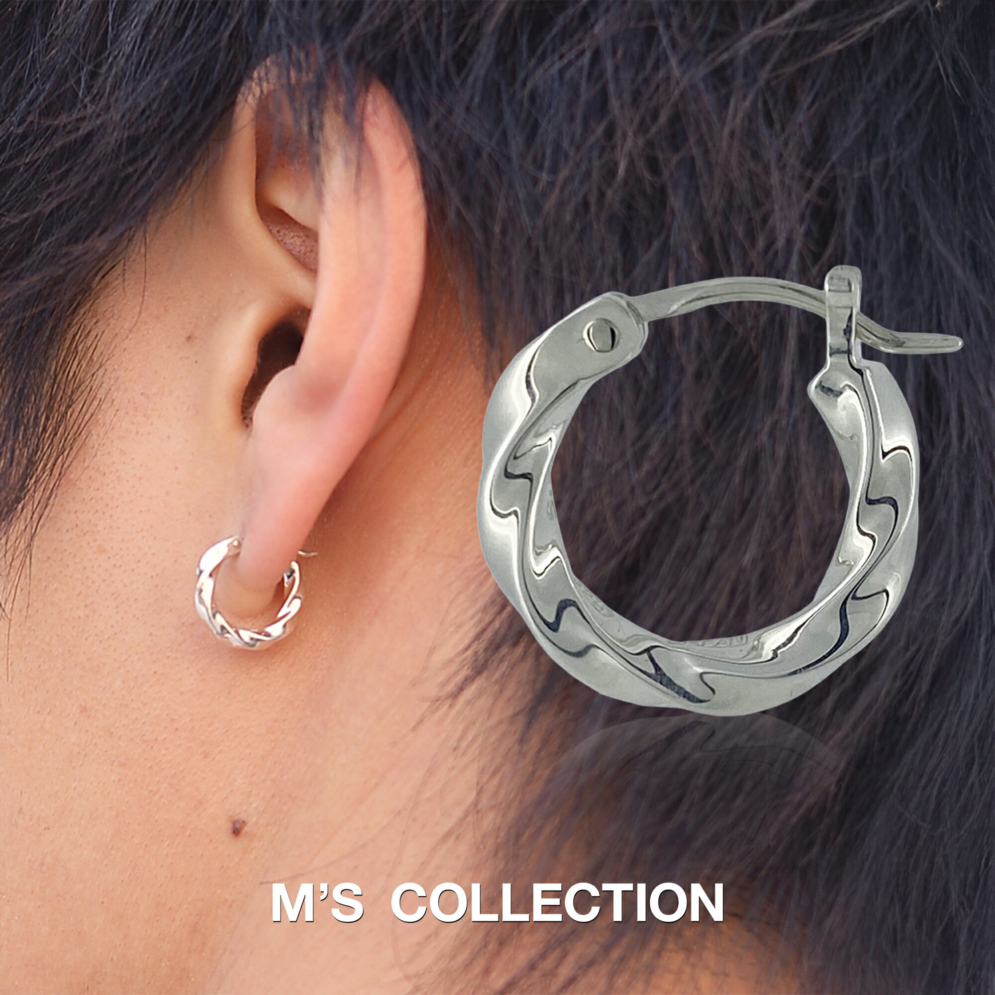 【公式エムズコレクション】【直営店】【M's Collection】FINE TWIST WIRE HOOP PIERCE S(片耳用)