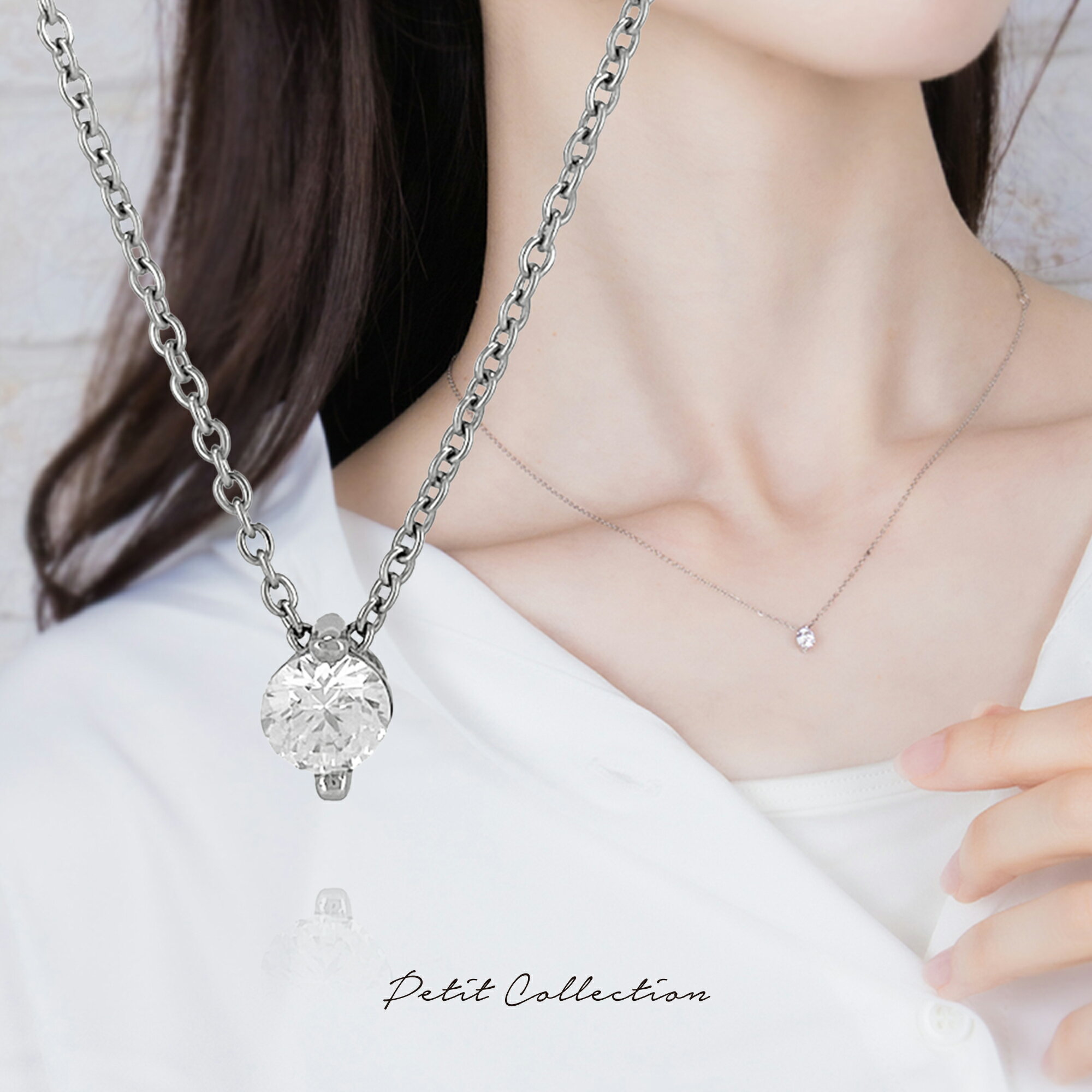 ワンストーンネックレス【ステンレス ネックレス レディース Petit Collection プチコレクション】