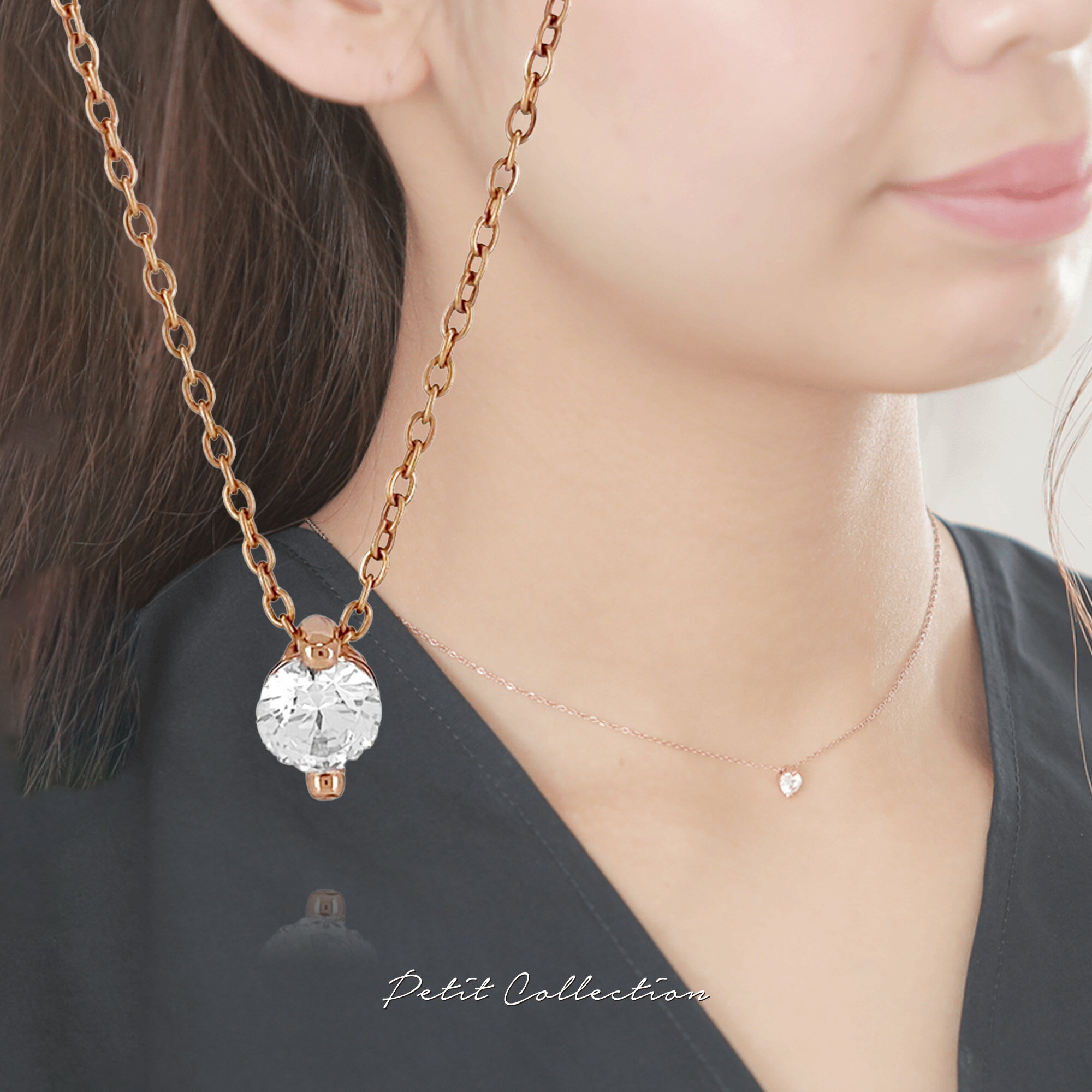 ワンストーンネックレス【ステンレス ブレスレット レディース Petit Collection プチコレクション】