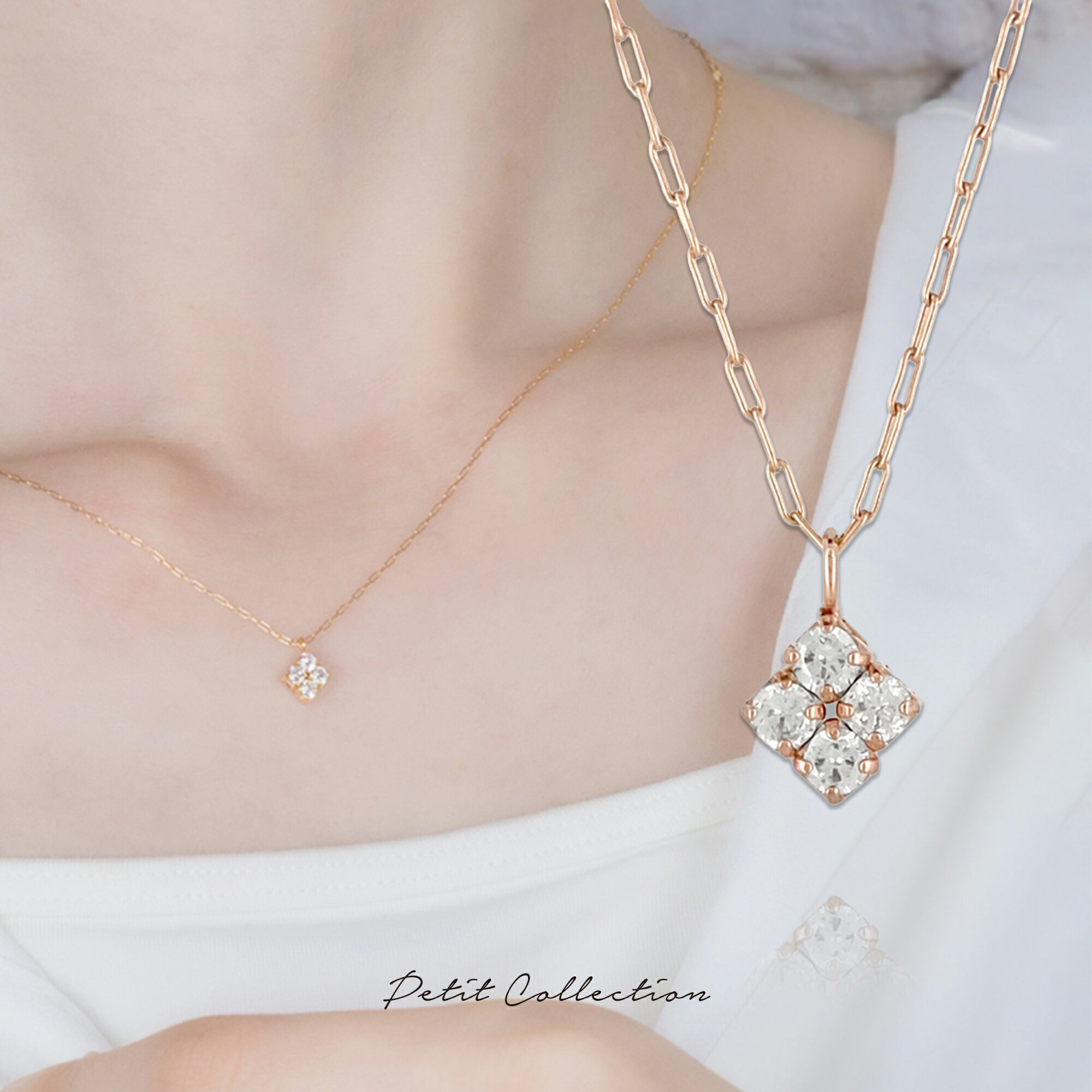 4クローバーネックレス【ステンレス ネックレス レディース Petit Collection プチコレクション】