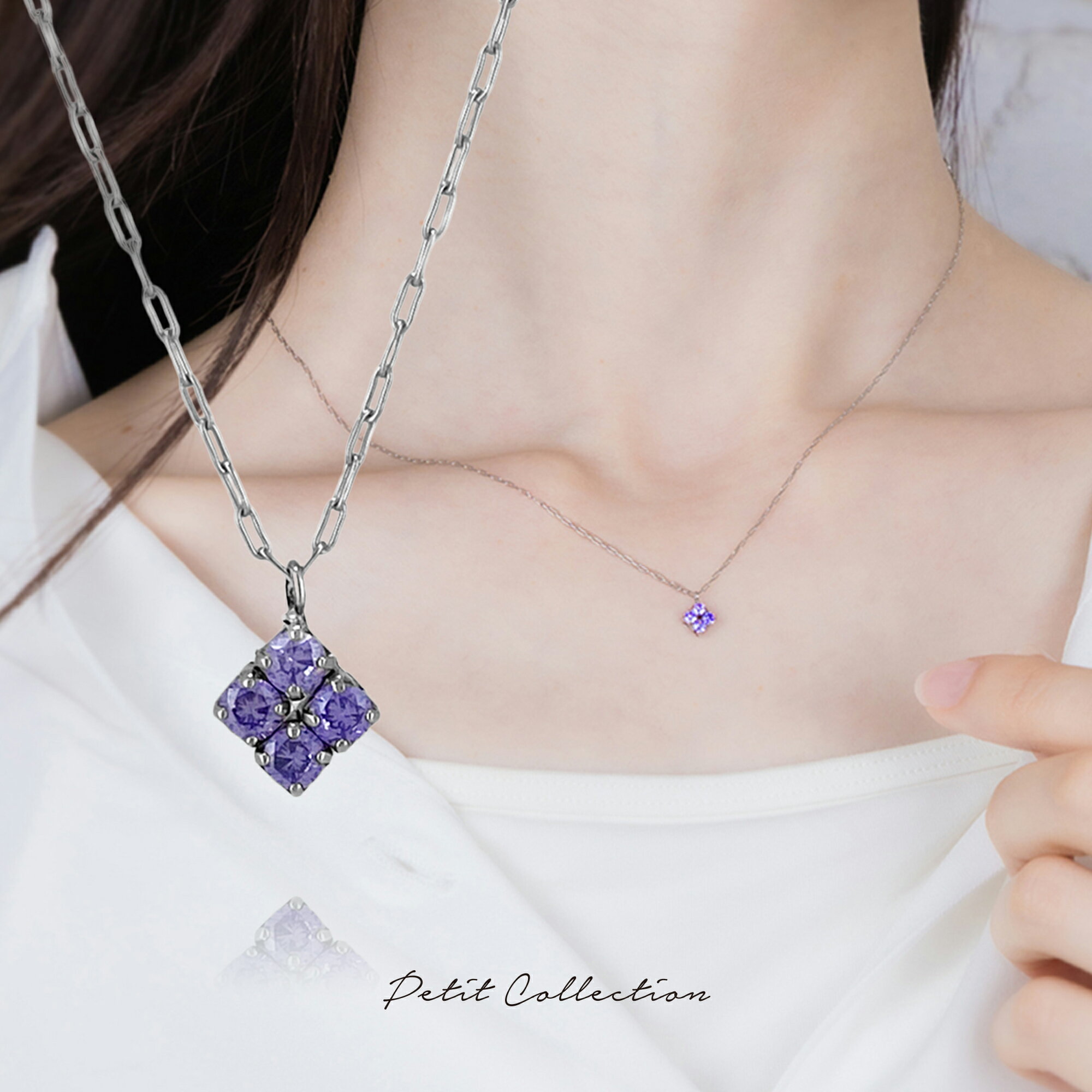 4クローバーネックレス【ステンレス ブレスレット レディース Petit Collection プチコレクション】