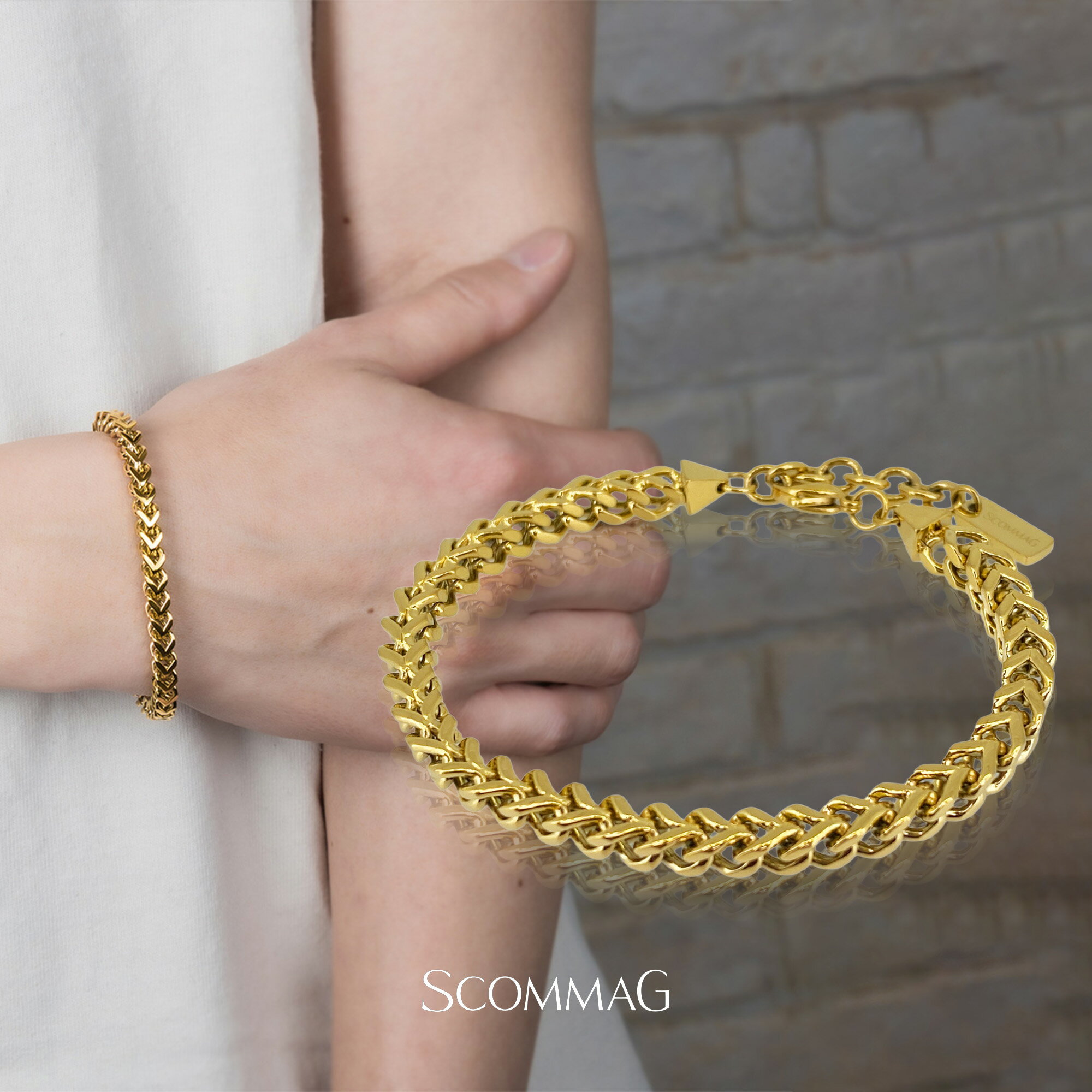 チェーンブレスレット(L)【ステンレス ブレスレット メンズ SCOMMAG エスカマジー】 1