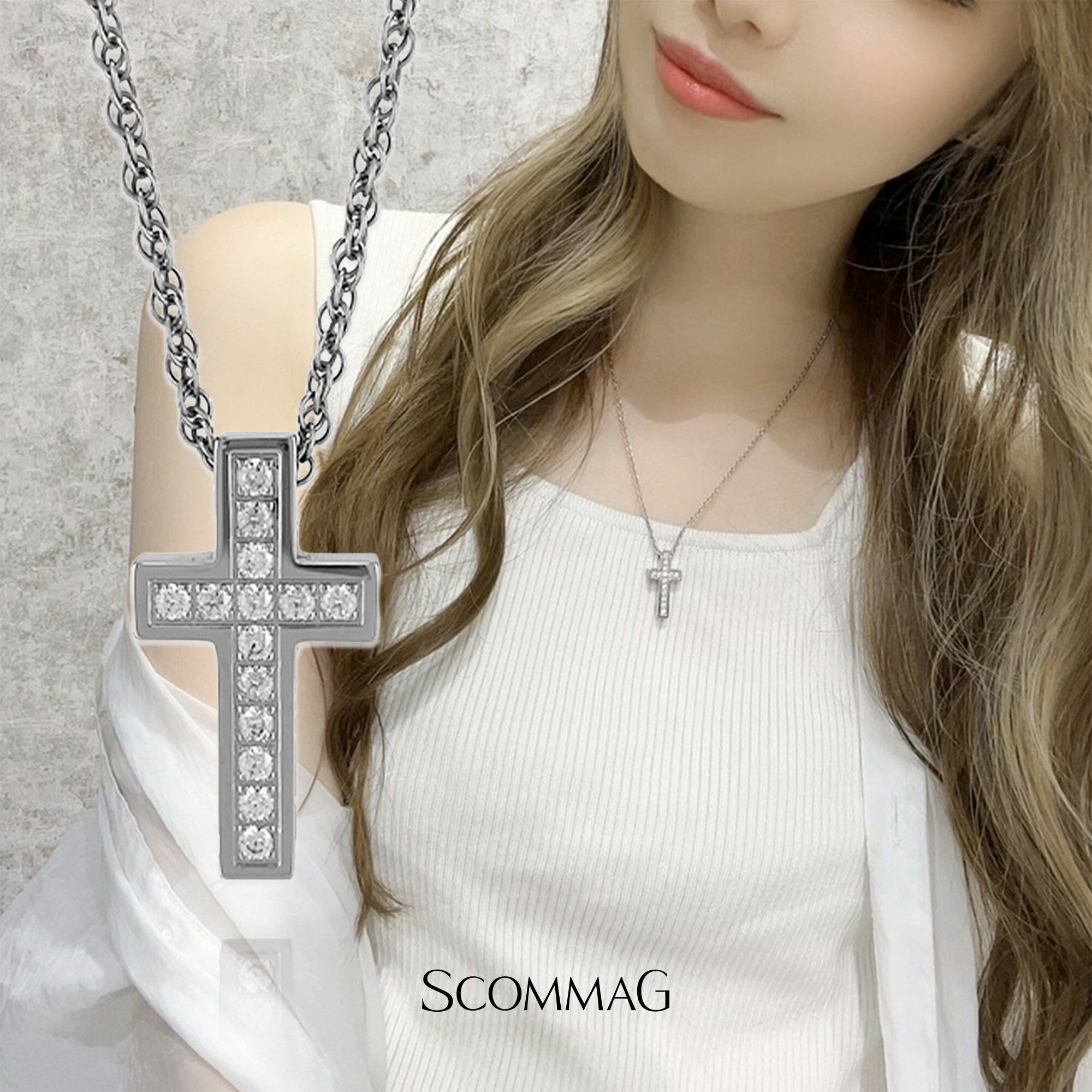 リバーシブルクロスネックレス【ステンレス ネックレス メンズ レディース SCOMMAG エスカマジー】