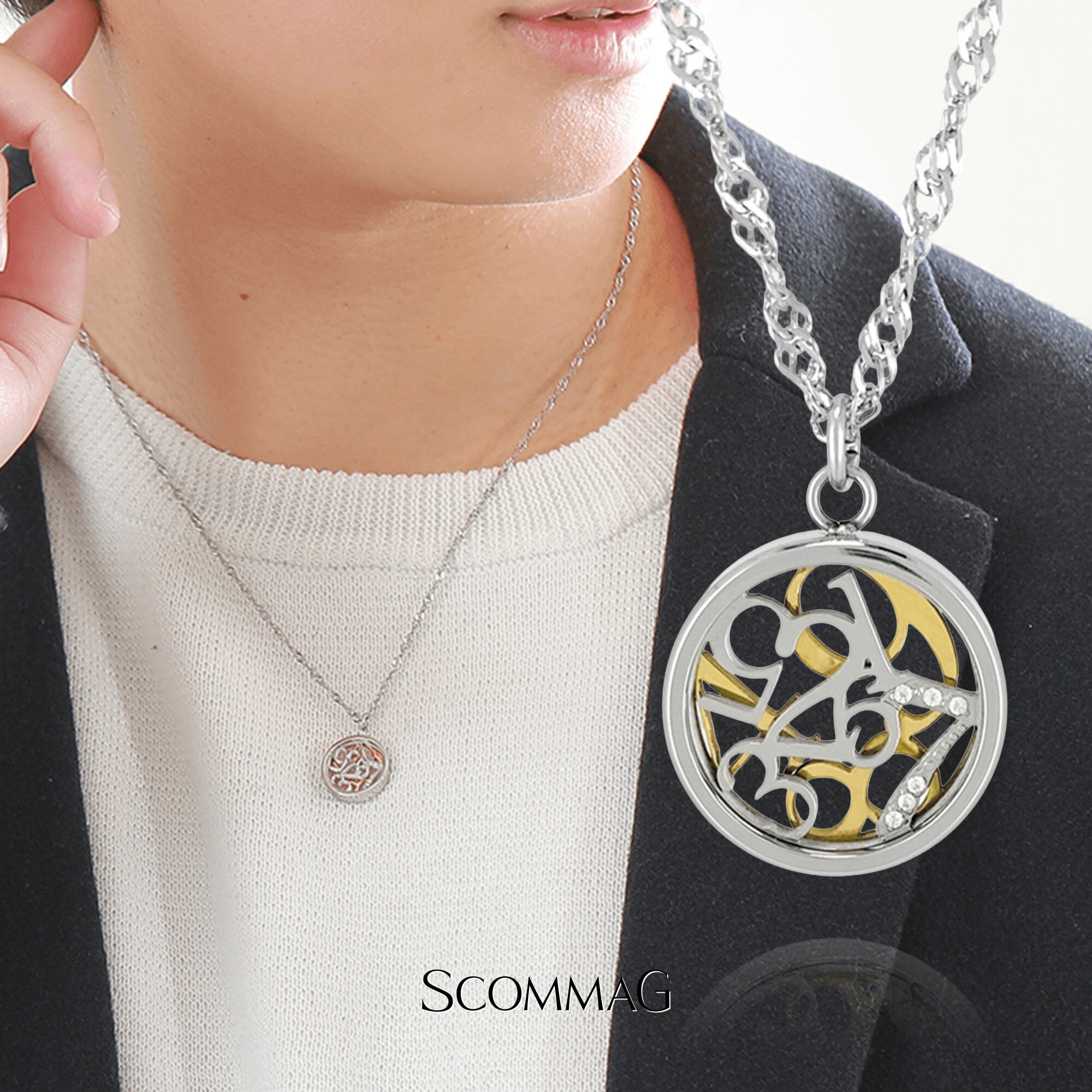 ナンバーコインネックレス【ステンレス ネックレス レディース メンズ SCOMMAG エスカマジー】