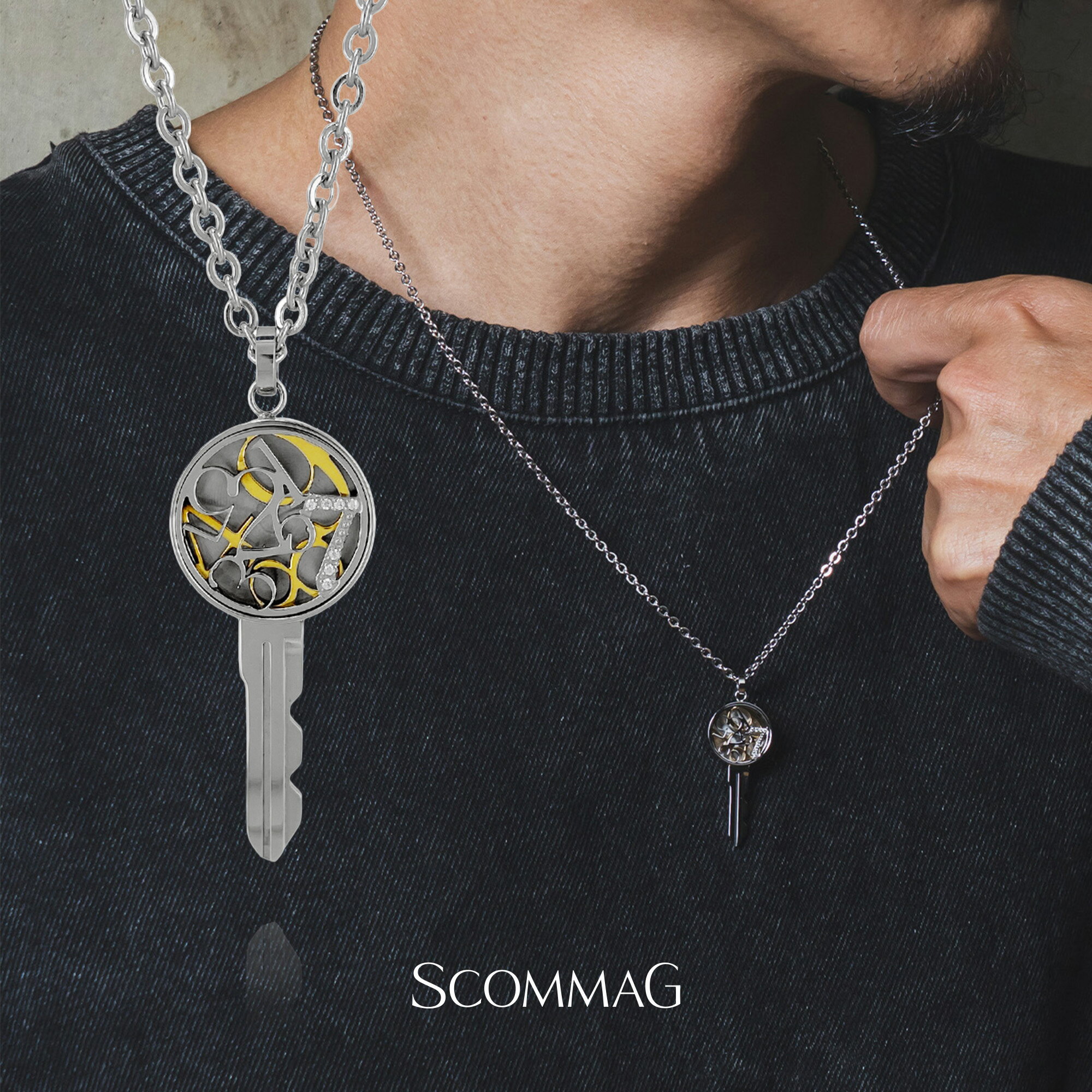ナンバーキーネックレス【ステンレス ネックレス レディース メンズ SCOMMAG エスカマジー】
