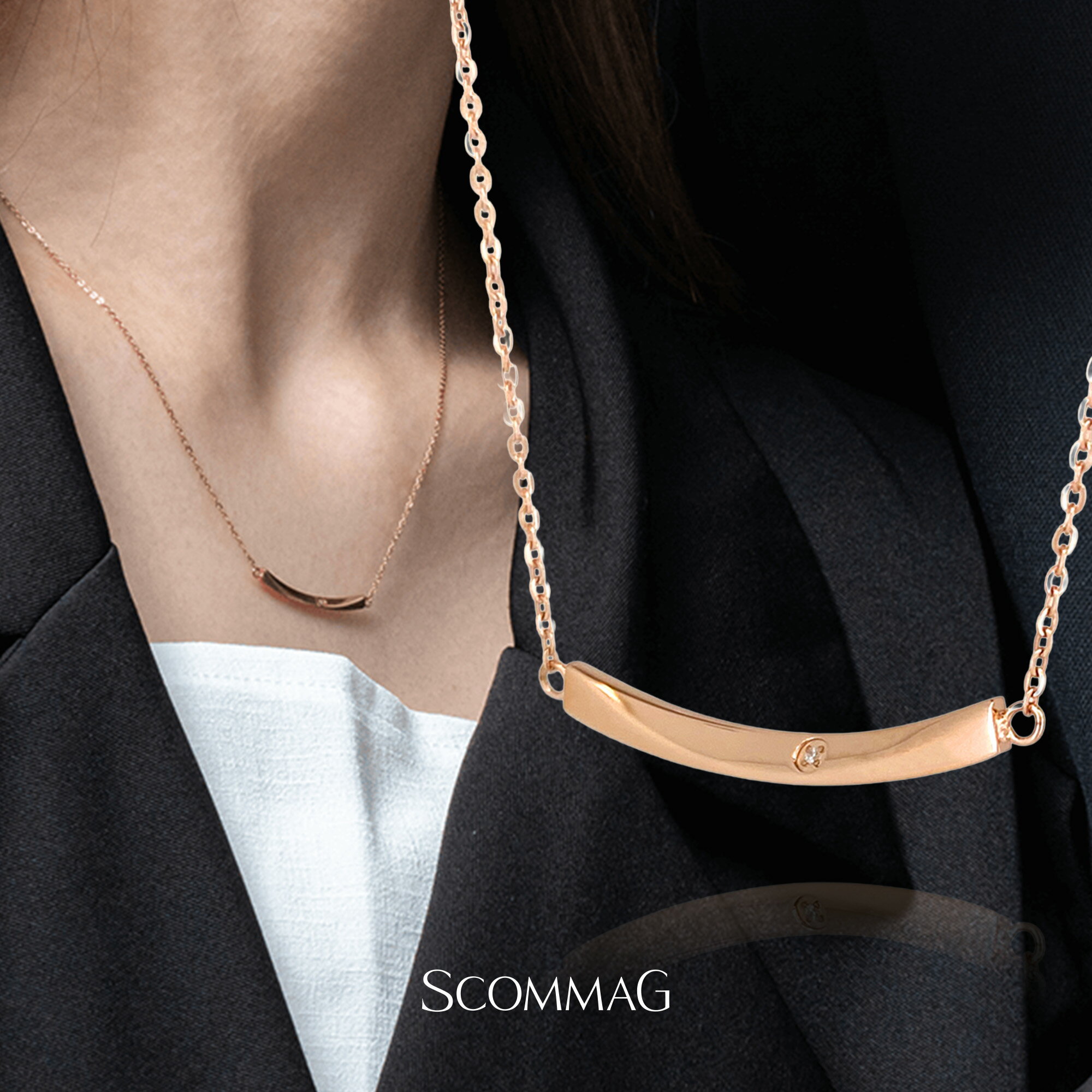 カーブバーネックレス【ステンレス ネックレス レディース ペア SCOMMAG エスカマジー】