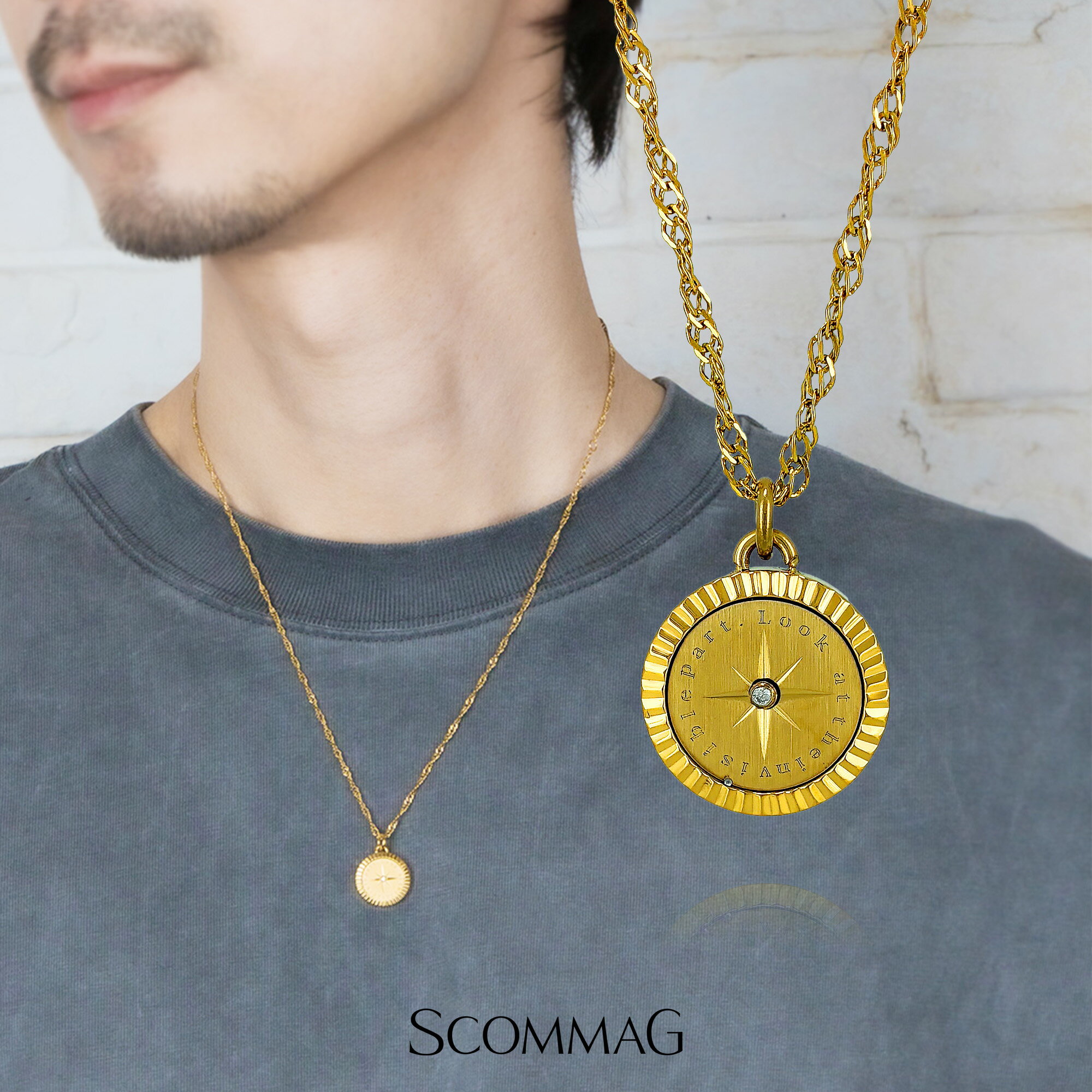樂天商城 - コンパスネックレス【ステンレス ネックレス レディース メンズ SCOMMAG エスカマジー ゴールドカラー】