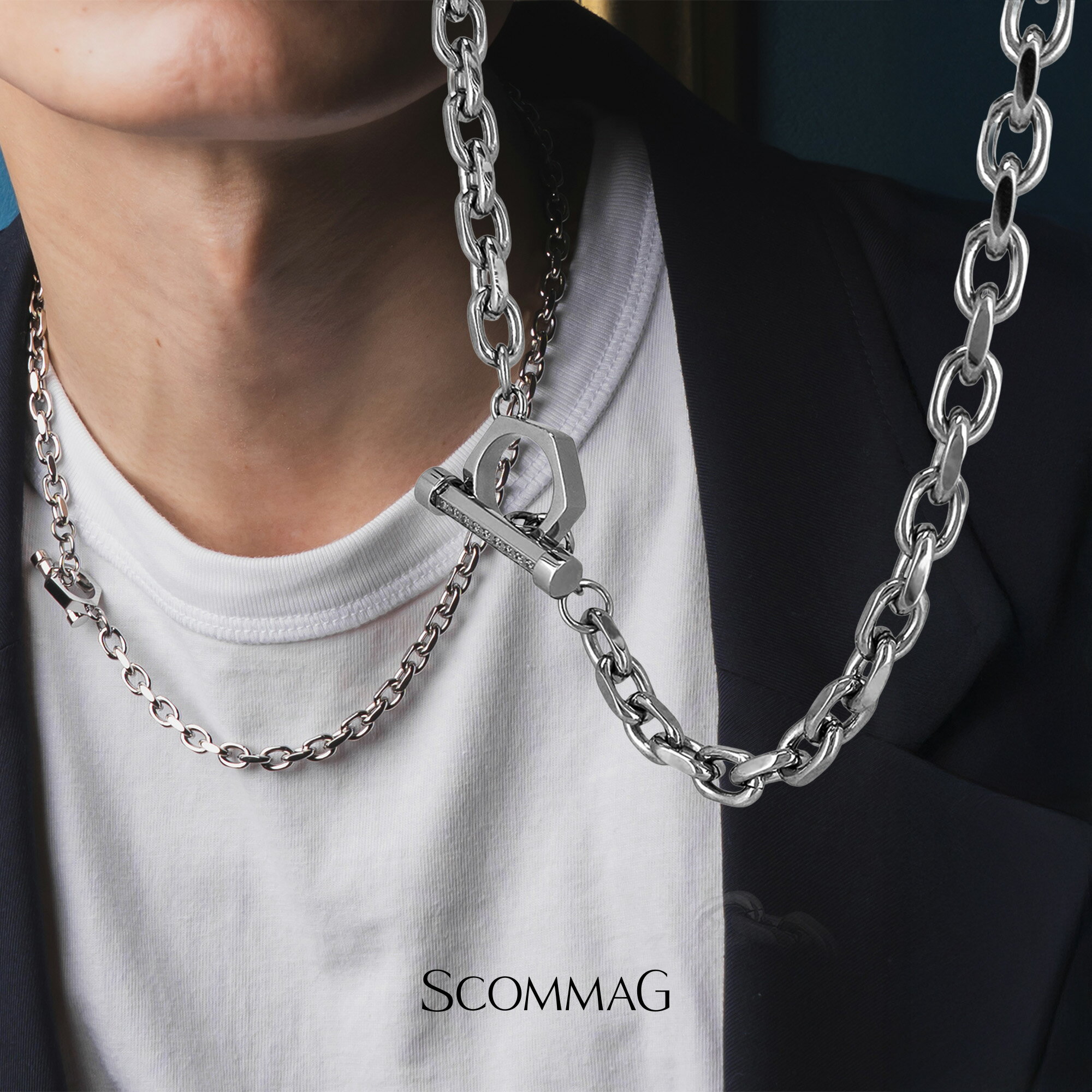マンテルチェーンネックレス【ステンレス ネックレス メンズ レディース SCOMMAG エスカマジー】