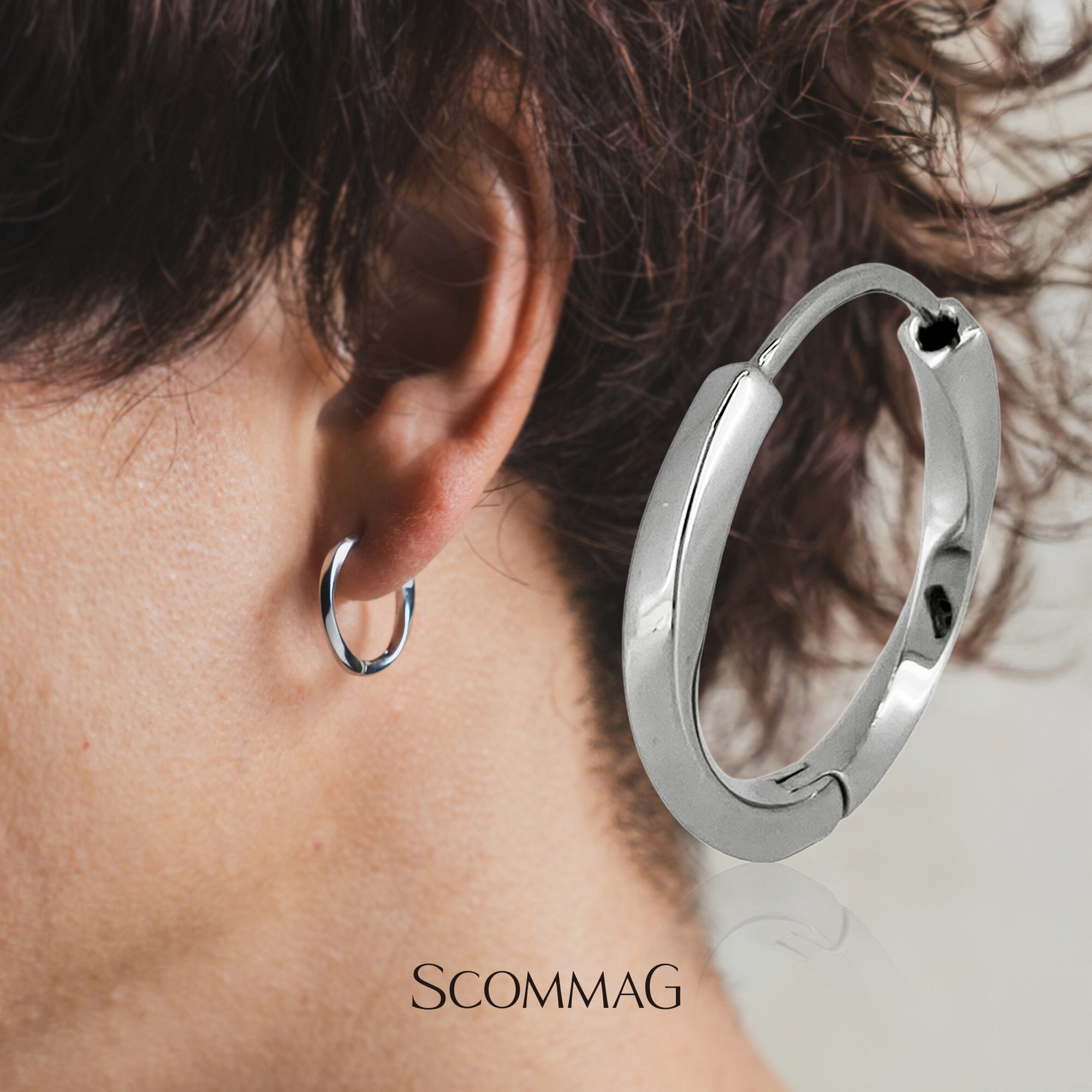 ツイストフープピアス(片耳用)【ステンレス ピアス レディース メンズ SCOMMAG エスカマジー】