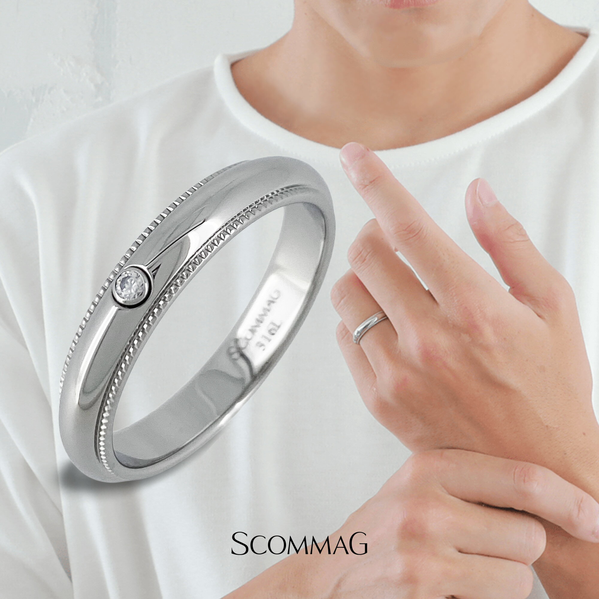 樂天商城 - 【刻印無料サービス】ストレートラインリング【ステンレス ネックレス メンズ SCOMMAG エスカマジー 】