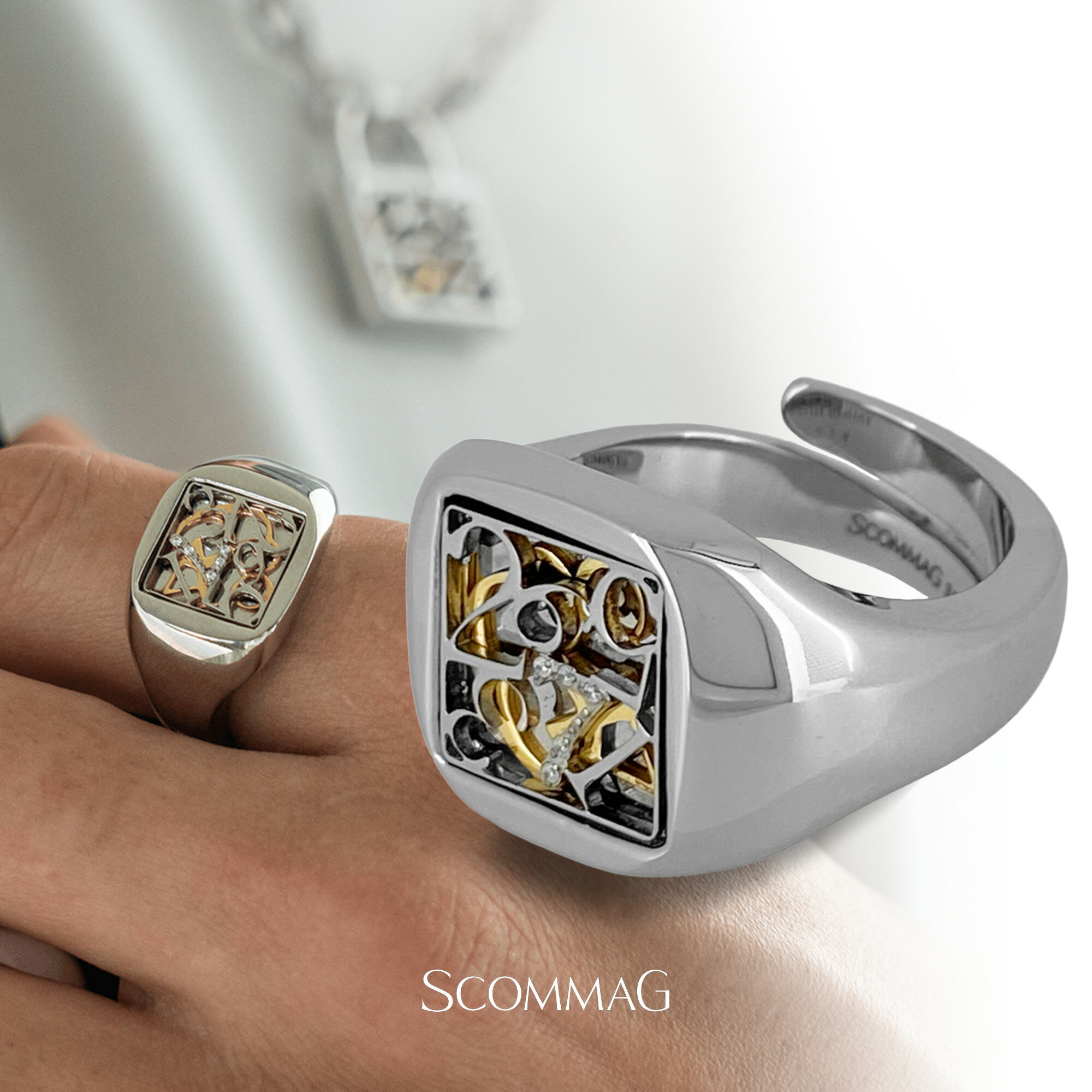 ナンバーシグネットリング(フリーサイズ)【ステンレス リング メンズ レディース SCOMMAG エスカマジー ナンバーコレクション】