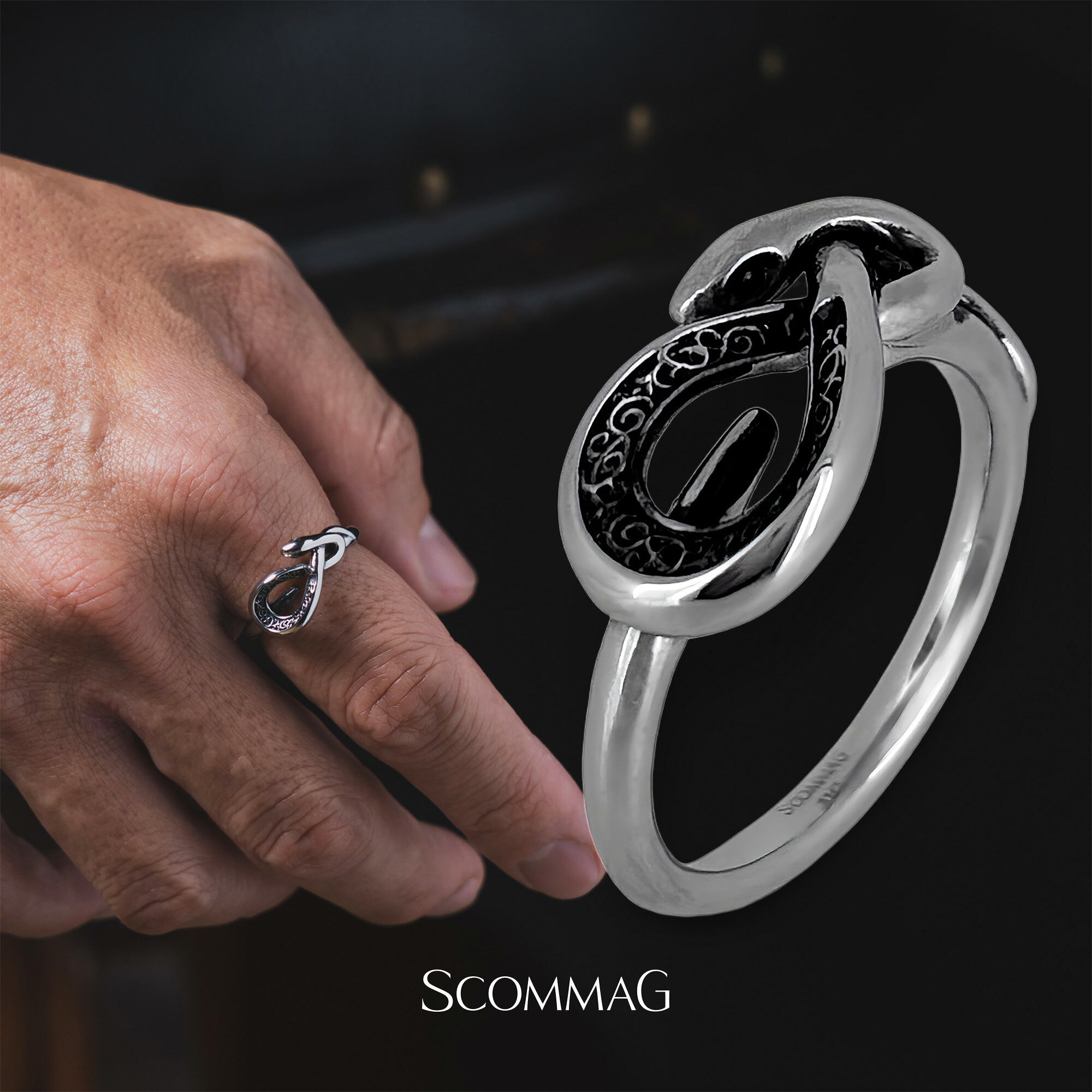 クラシックスネークリング【ステンレス リング メンズ SCOMMAG エスカマジー】