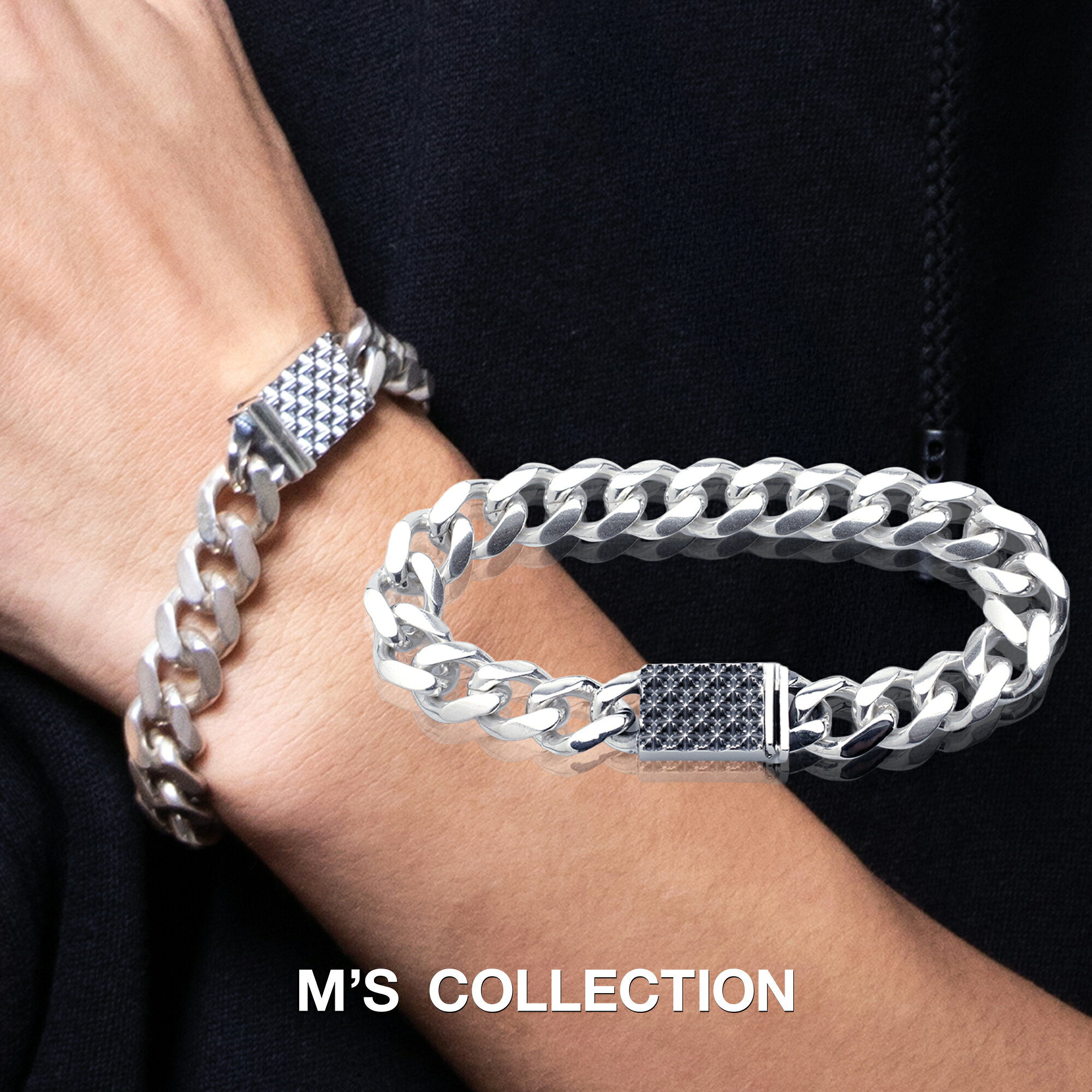 【公式エムズコレクション】【直営店】【M's Collection】【SENSE2020年6月号掲載】TRIPLE X STUDS CLASP CHAIN BRACELET