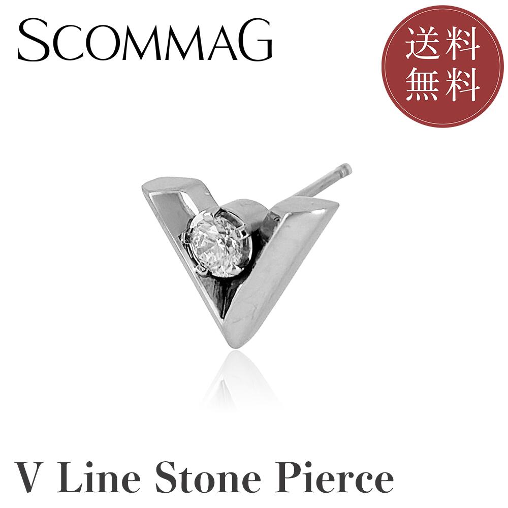Vラインストーンピアス(片耳用)【ステンレス ピアス メンズ レディース SCOMMAG エスカマジー】