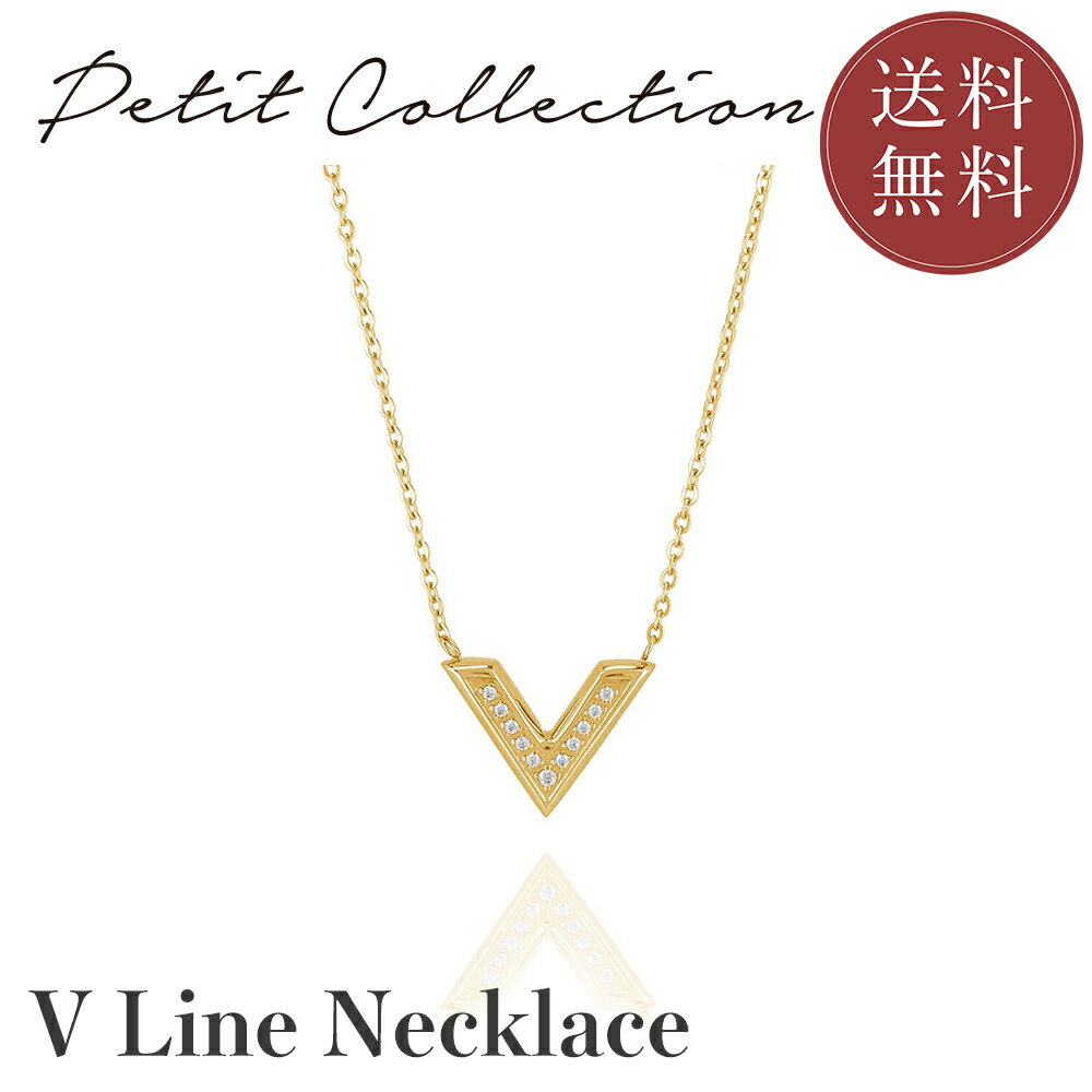 Vラインネックレス【ステンレス/ネックレス/レディース/Petit Collection/プチコレクション/ゴールドカラー】 1