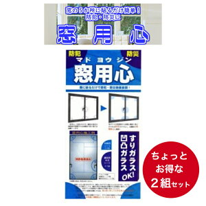 窓用心　防災・防犯対策窓用フィルム　2組セット【あす楽送料お客様ご負担(佐川急便60サイズ)で選択可能】 5点貼り付けシート ガラス窓シート 防犯対策 空き巣対策 泥棒対策 災害　地震　震災対策　強盗対策　 ガラス窓フィルム　防犯　窓　フィルム　エヌ・アイ・ピー